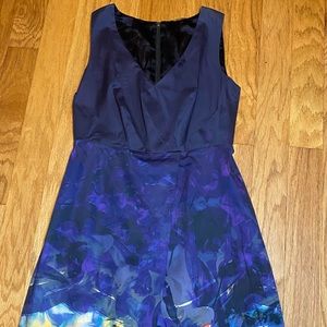 Ellie Tahari Career V-neck Purple Print Dress